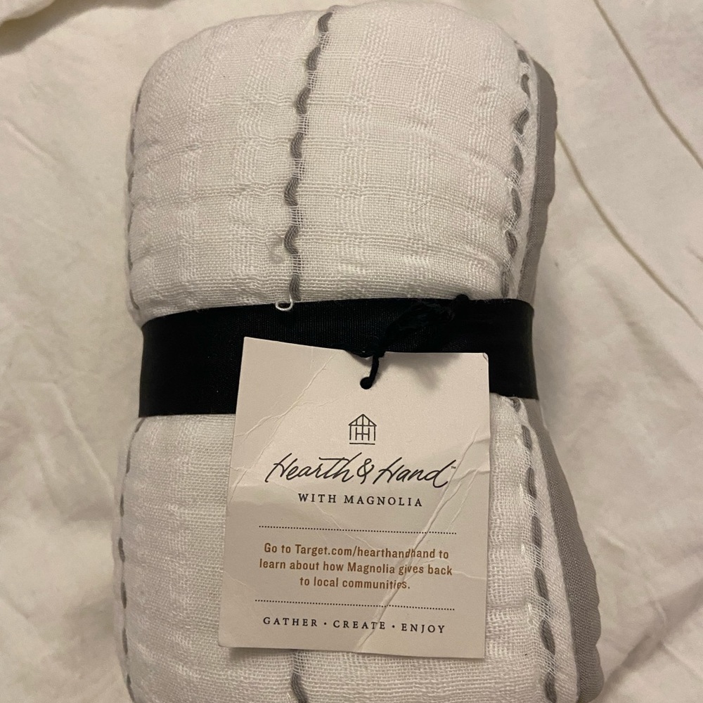 Hearth and Hand Gray White EURO Sham 26x26